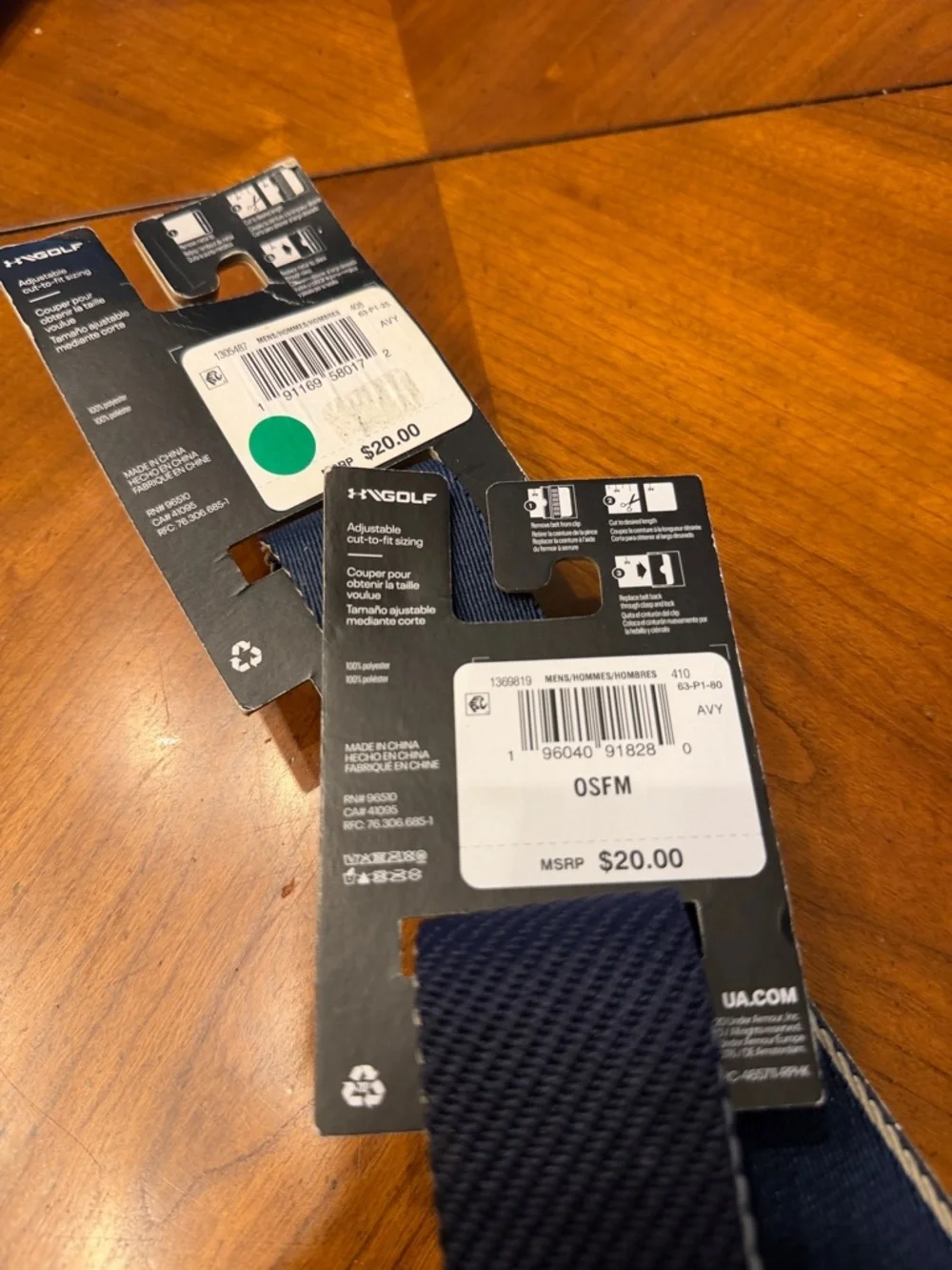NWT reversible webbing Under Armour golf belt OSFM - one ribbed one smooth